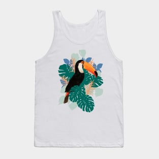 Toucan Bird Monstera Leaf jungle Tank Top